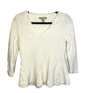 Banana Republic V-Neck Fluted Cotton Cashmere Sweater Sz XS